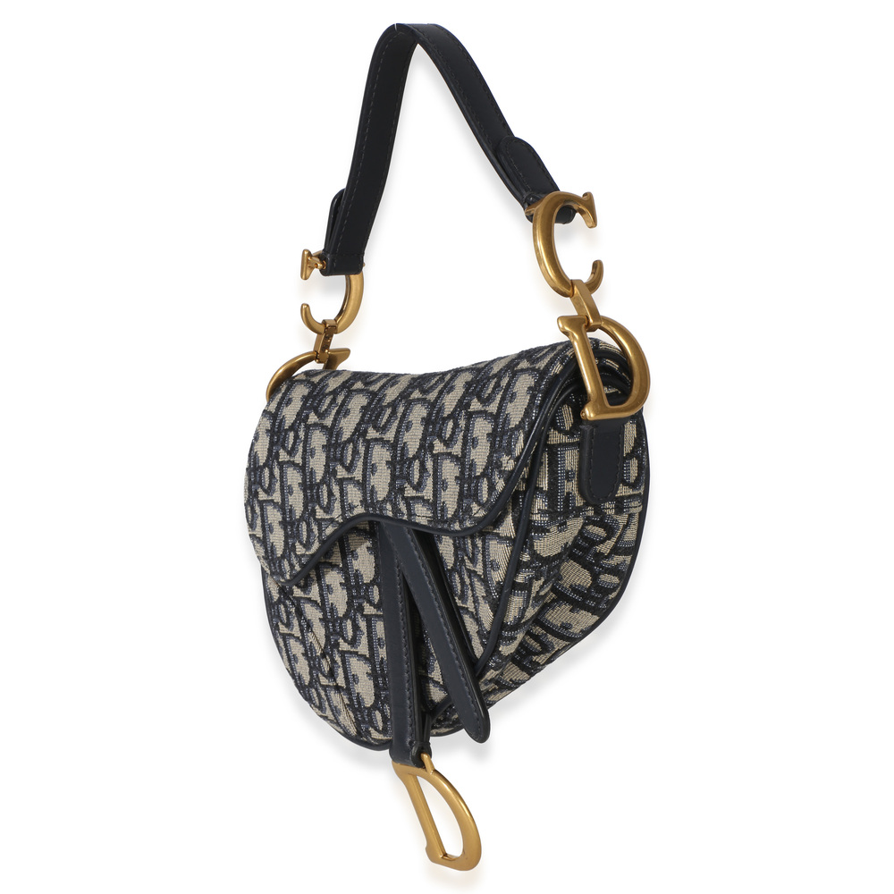 Christian Dior Navy Oblique Canvas Mini Saddle Bag - Picture 4 of 8